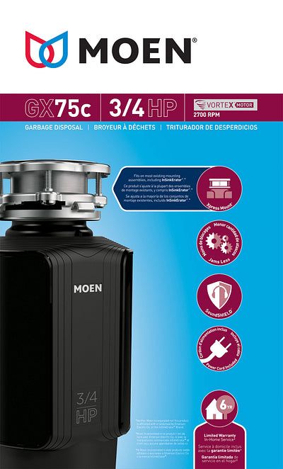 Moen GX 3/4-HP Continuous Feed Noise Insulation Garbage Disposal