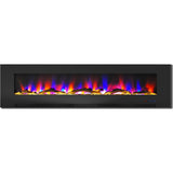 78 in. Wall-Mount Electric Fireplace in White with Multi-Color Flames and Driftwood Log Display - Super Arbor