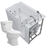 52.8 in. Walk-In Whirlpool Bathtub in White with 1.6 GPF Single Flush Toilet - Super Arbor