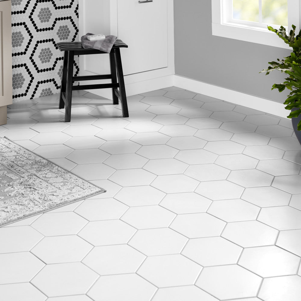 Merola Tile Textile Hex White 8-5/8 in. x 9-7/8 in. Porcelain Floor and Wall Tile (11.56 sq. ft. / case)