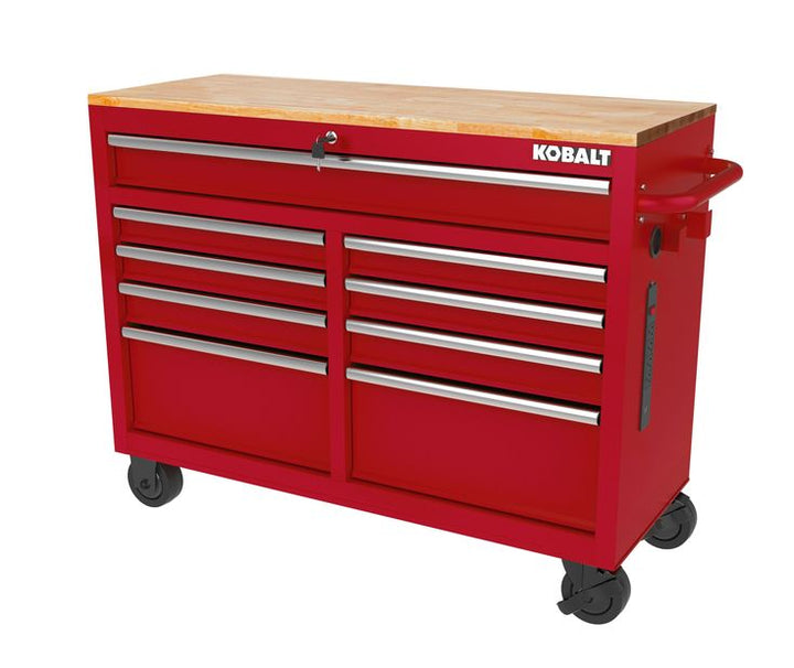 Kobalt 46.1-in L x 37.2-in H 9-Drawers Rolling Red Wood Work Bench