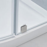 Glamour 38 in. x 73.90 in. Semi-Frameless Pivot Corner Shower Door in Satin Nickel with 38 in. x 38 in. Base in White - Super Arbor