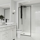 33 in. x 73 in. Frameless Fixed Shower Screen in Matte Black - Super Arbor