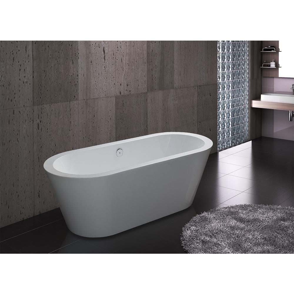 59 in. Acrylic Double Ended Flatbottom Non-Whirlpool Bathtub in Glossy White - Super Arbor