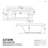 Sapphire 71.5 in. Rectangular Drop-in Air Bath Tub in White - Super Arbor