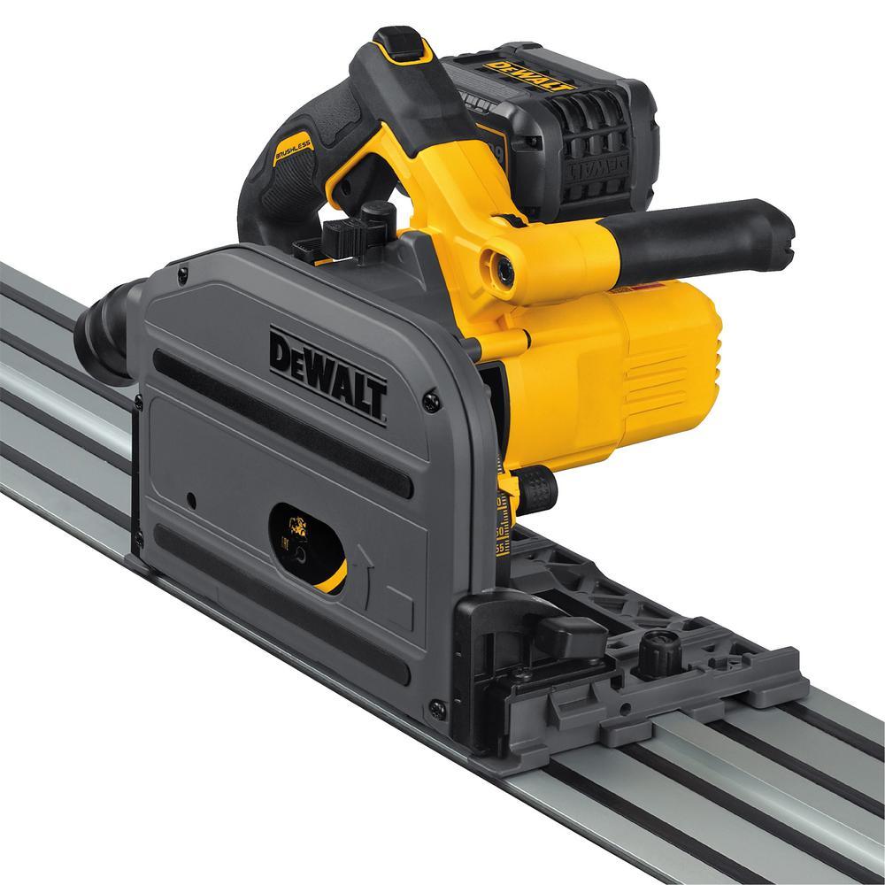 FLEXVOLT 60-Volt MAX Lithium-Ion Cordless Brushless 6-1/2 in. Track Saw Kit with Battery 2Ah, Charger, Case and Track - Super Arbor