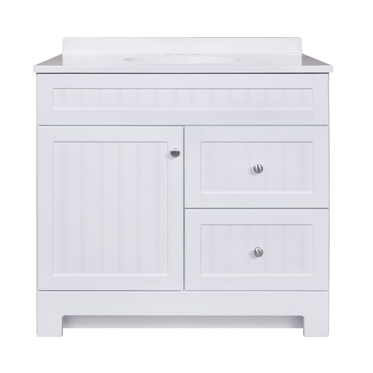 Style Selections Ellenbee 36.5-in White Single Sink Bathroom Vanity with White Cultured Marble Top