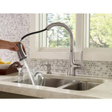 Pasadena Single-Handle Pull-Down Sprayer Kitchen Faucet with Soap Dispenser in Stainless Steel - Super Arbor