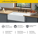 Delancey Farmhouse Apron Front Cast Iron 33 in. 4-Hole Single Bowl Kitchen Sink in Brilliant White