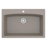 Drop-In Quartz Composite 33 in. 1-Hole Single Bowl Kitchen Sink in Black - Super Arbor