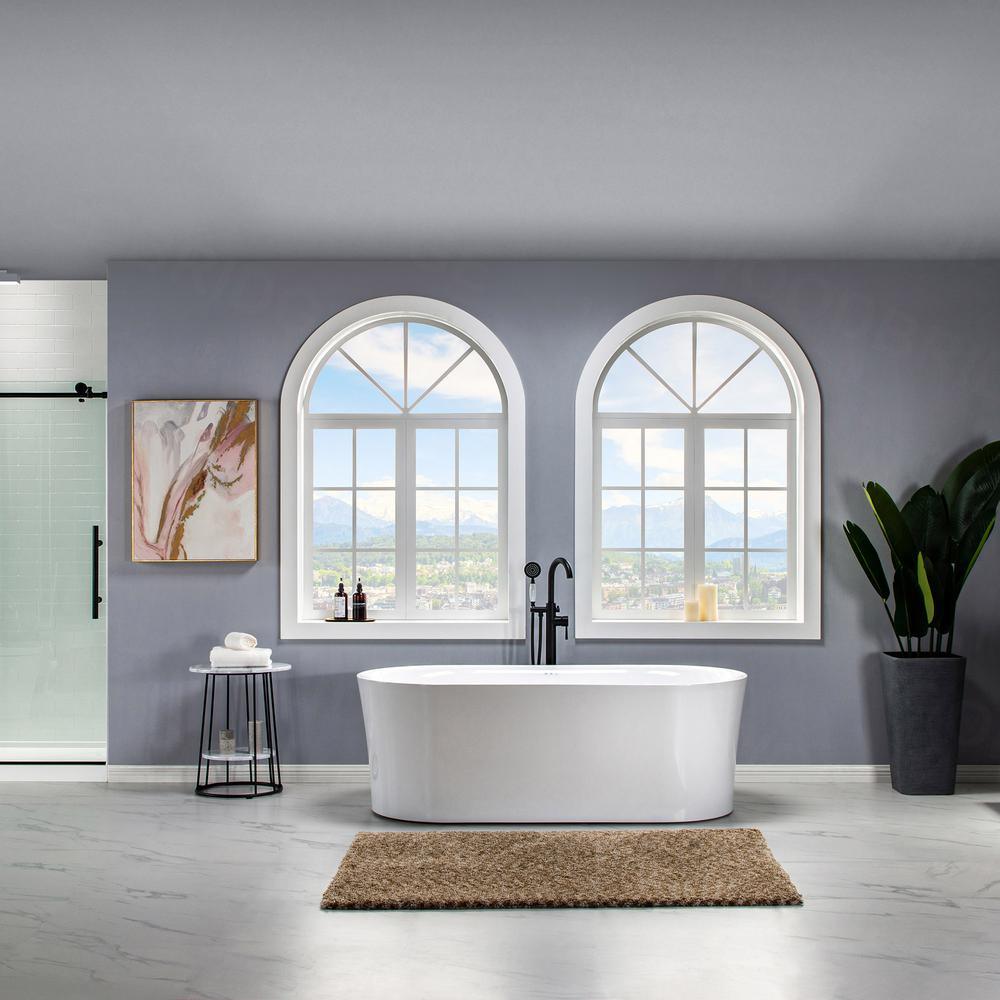 Diana 67 in. Acrylic Freestanding Double Ended Air Bath Bathtub with Drain and Overflow Included in White