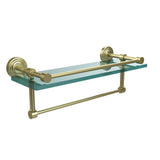 16 in. L  x 5 in. H  x 5 in. W Clear Glass Bathroom Shelf with Towel Bar in Polished Nickel - Super Arbor