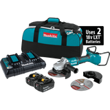 Makita 18V X2 LXT (36V) Brushless 7 in. Paddle Switch Cut‑Off/Angle Grinder Kit, 5.0Ah, with Bonus Hubbed Grinding Wheel (10-Pack)