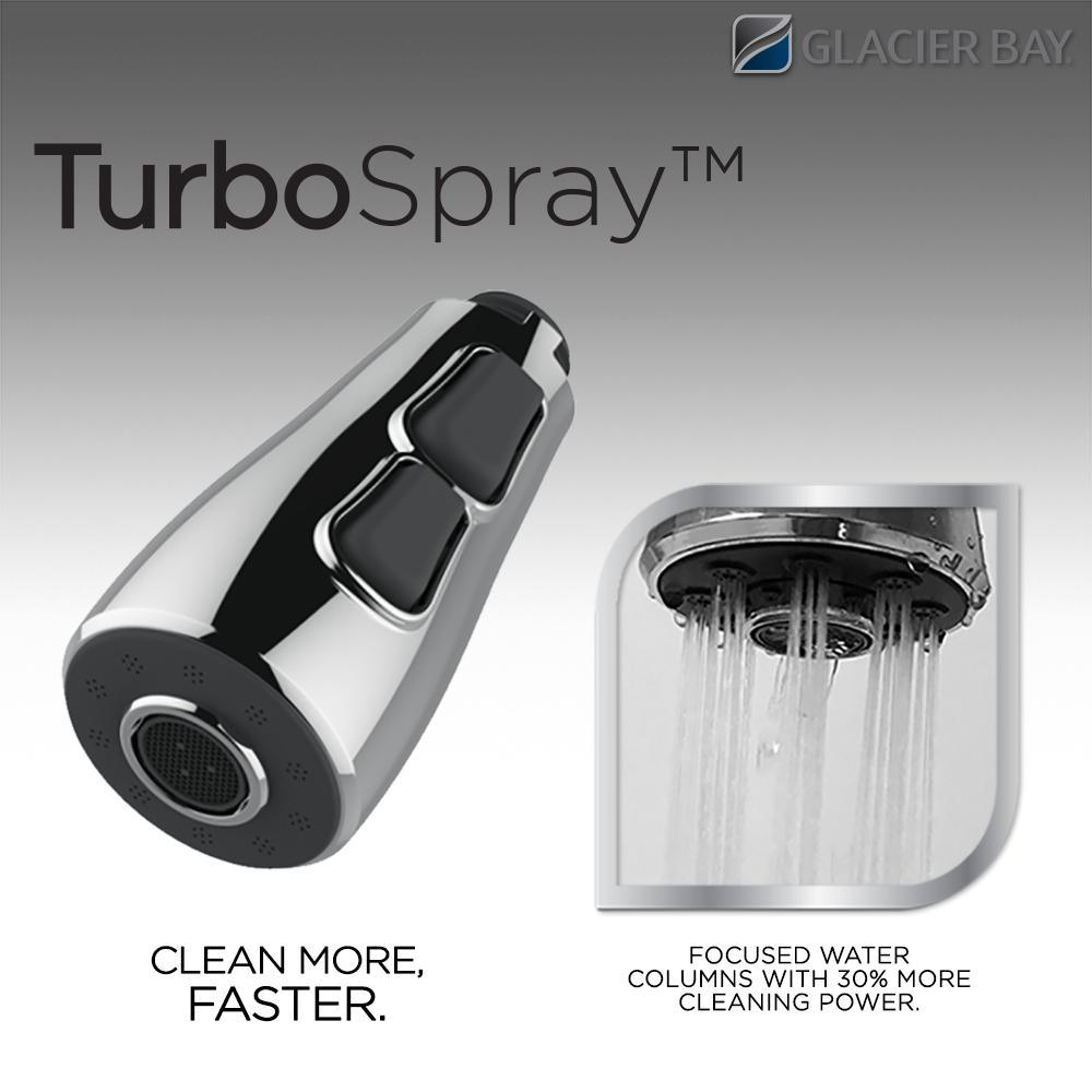 Dylan Single-Handle Pull-Down Kitchen Faucet with TurboSpray and FastMount in Stainless Steel - Super Arbor