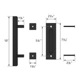 10 in. Black Square Pull and Flush Sliding Barn Door Handle Set - Super Arbor