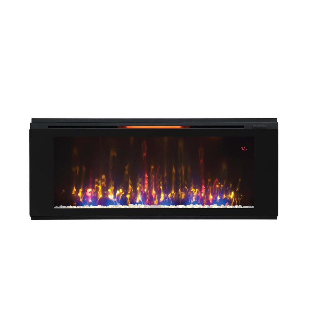 Helen 48 in. Wall-Mount Electric Fireplace in Black - Super Arbor