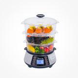 3-Tier 12 Qt. Stainless Steel Countertop Food Steamer and Rice Cooker