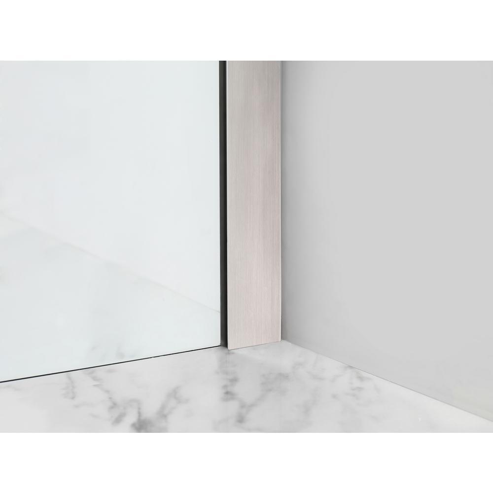 Langham XL 56 - 60 in. x 80 in. Frameless Sliding Shower Door with StarCast Clear Glass in Stainless Steel, Right Hand - Super Arbor