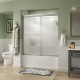 Everly 60 in. x 58-1/8 in. Traditional Semi-Frameless Sliding Bathtub Door in Nickel and 1/4 in. (6mm) Mozaic Glass - Super Arbor