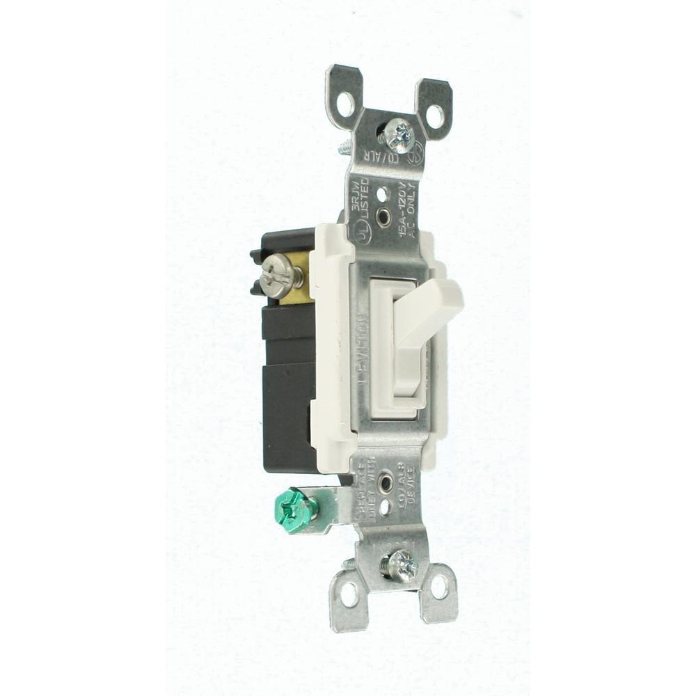 15 Amp 3-Way CO/ALR AC Quiet Toggle Switch, White - Super Arbor