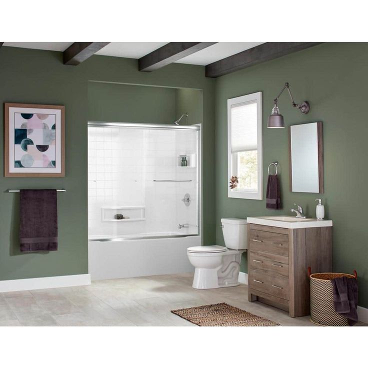Distinction 60 in. W x 60 in. H Three Piece Glue Up Tub Surrounds in High Gloss White