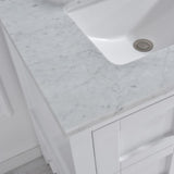 Basildon 61 in. W x 22 in. D Double Basin Carrara Marble Vanity Top in Carrara White with White Vitreous China Basins - Super Arbor