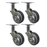 2-3/8 in. Polyurethane Hub-Free Chrome and Black Designer Swivel Caster with Brake and 88 lbs. Load Capacity (4-Pack) - Super Arbor