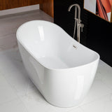 Tacoma 59 in. Acrylic FlatBottom Double Slipper Bathtub with Matte Black Overflow and Drain Included in White
