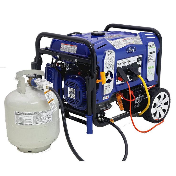 Ford 11,050/9,000-Watt Dual Fuel Gasoline/Propane Powered Electric/Recoil Start Portable Generator 457 cc CARB Compliant