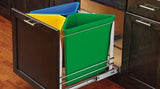 Rev-A-Shelf 5BBSC-WMDM24-W Recycle Center Waste System with Soft-Close, 3-Container, Cabinet Pull-Out