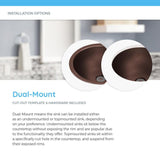 MR Direct Dual-Mount Bathroom Sink in Copper with Grid Drain in Antique Bronze
