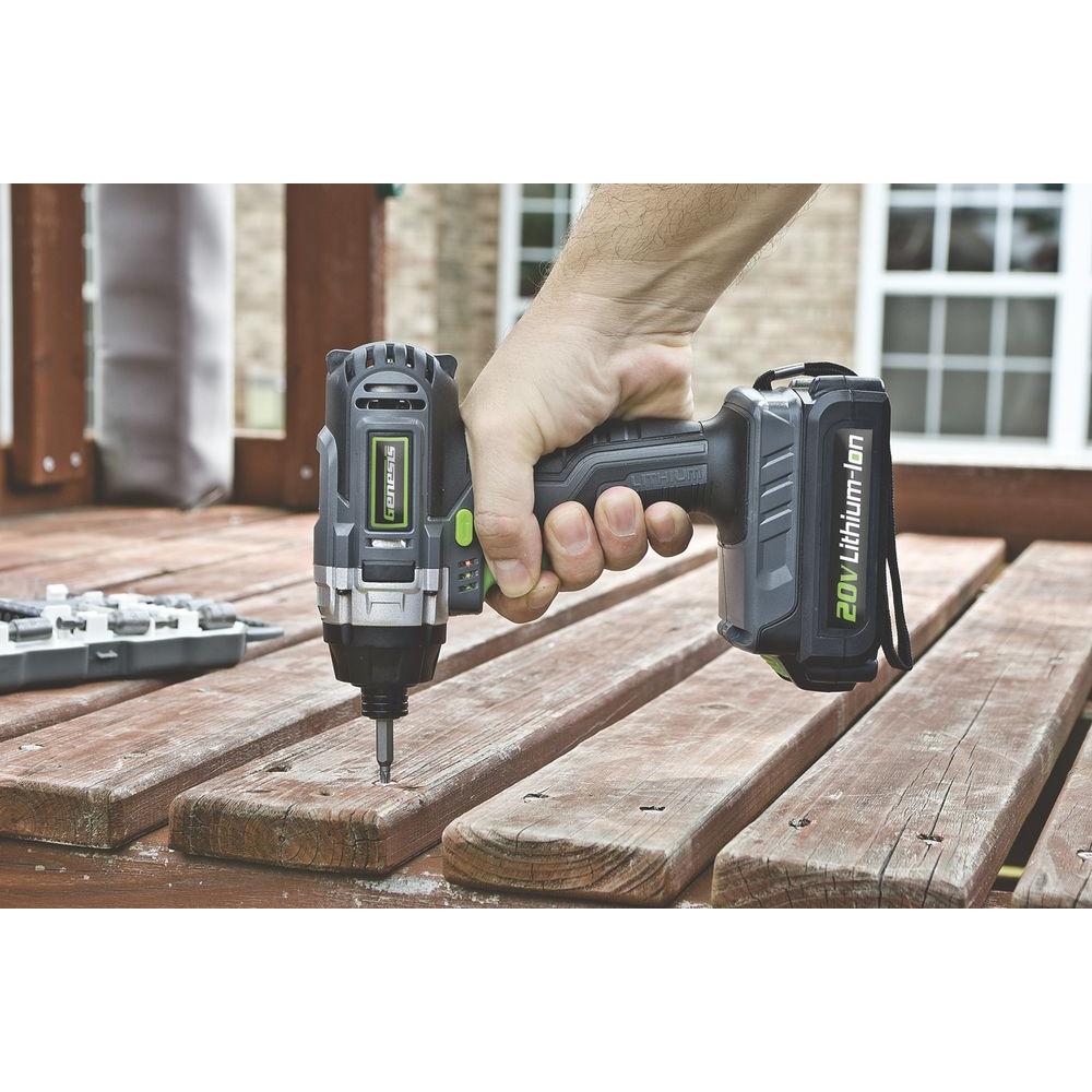 20-Volt Lithium-ion Cordless Quick-Change Impact Driver with Light, Power Indicator, Charger, Battery and Bit - Super Arbor