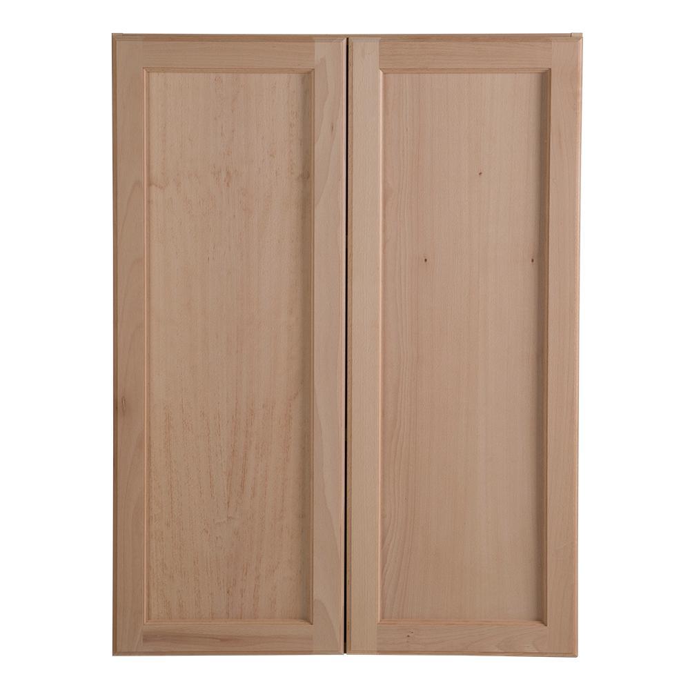 Easthaven Shaker Assembled 36x30x12 in. Frameless Wall Cabinet in Unfinished Beech - Super Arbor