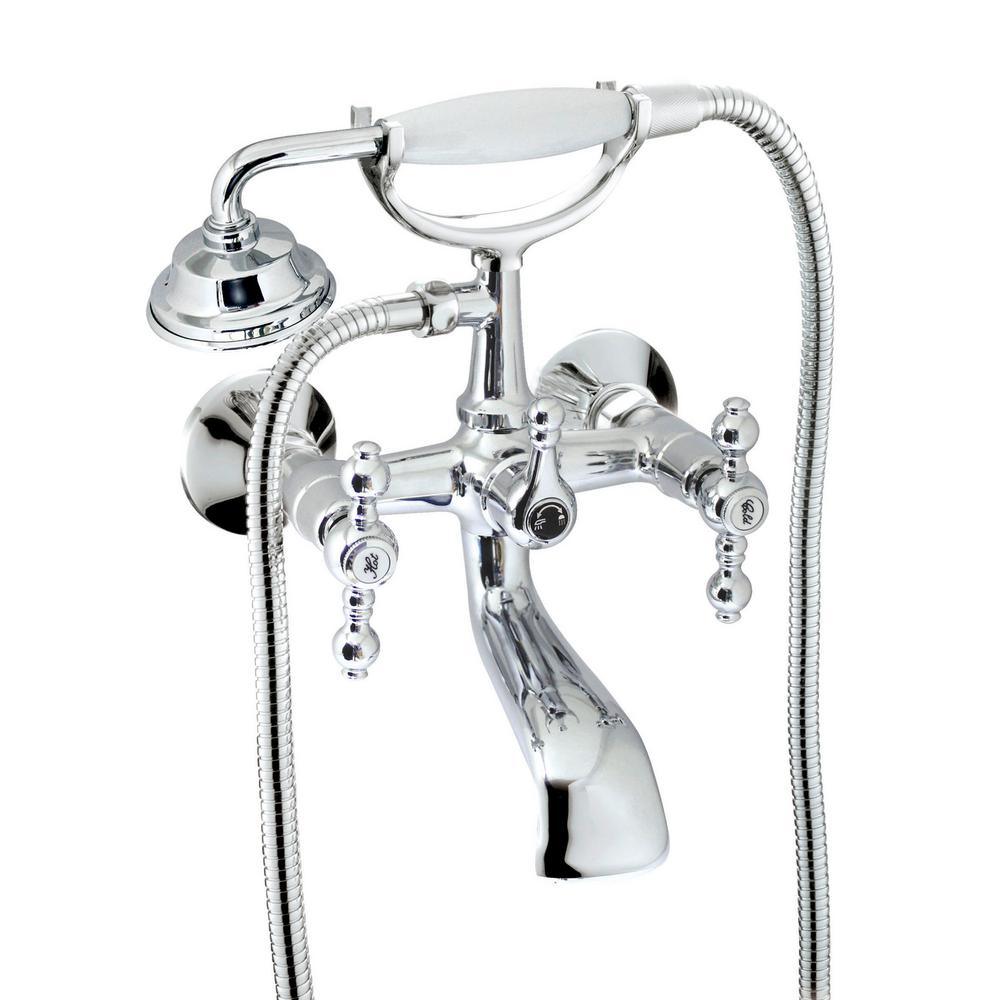 Classic 6 in. 2-Handle 1-Spray Tub and Shower Faucet with Porcelain Hand Held Shower in Polished Chrome (Valve Included) - Super Arbor