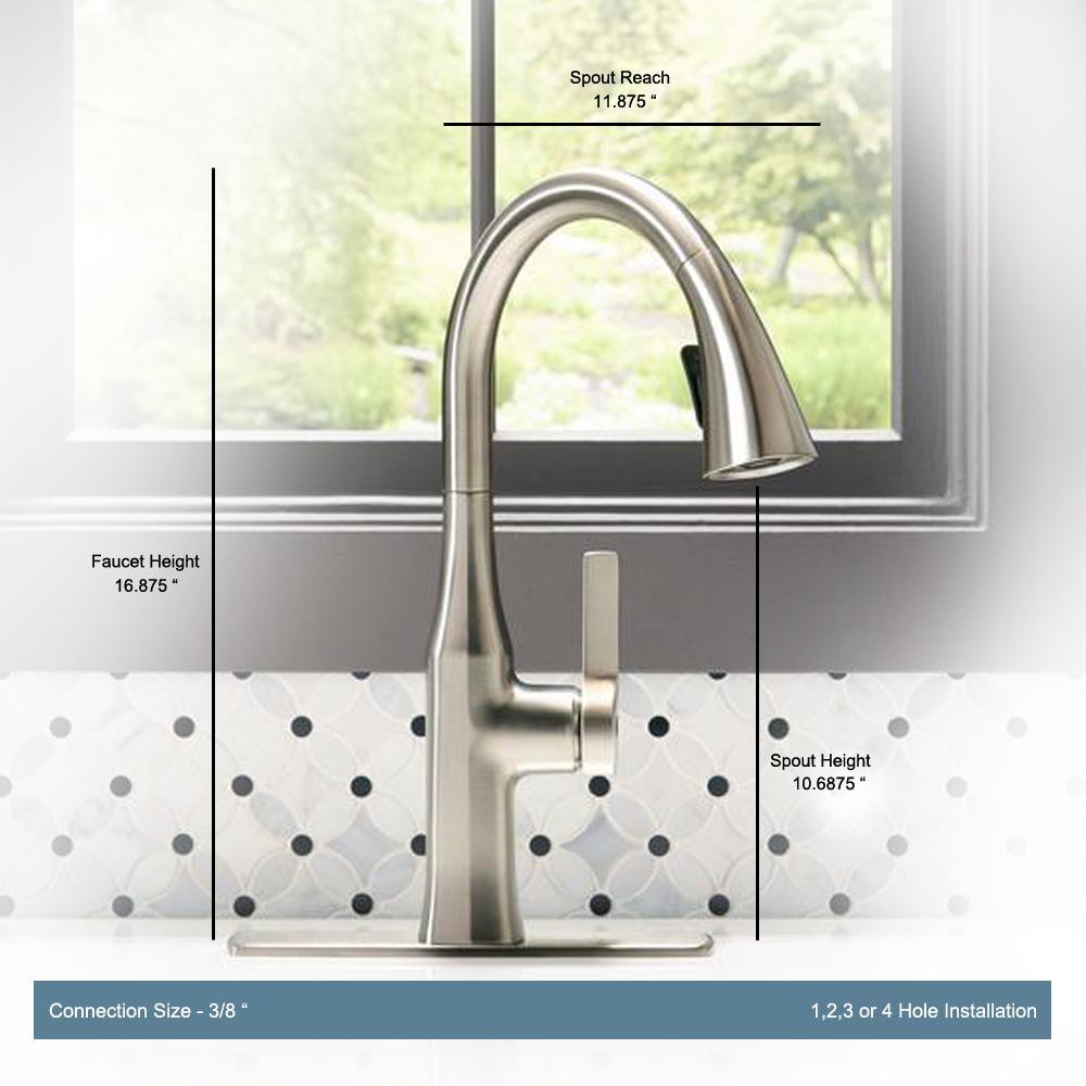 Rubicon Single-Handle Pull-Down Sprayer Kitchen Faucet in Vibrant Stainless - Super Arbor