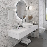 Merola Tile Aster Hex Blanco Encaustic 8-5/8 in. x 9-7/8 in. Porcelain Floor and Wall Tile (11.56 sq. ft. / Case)