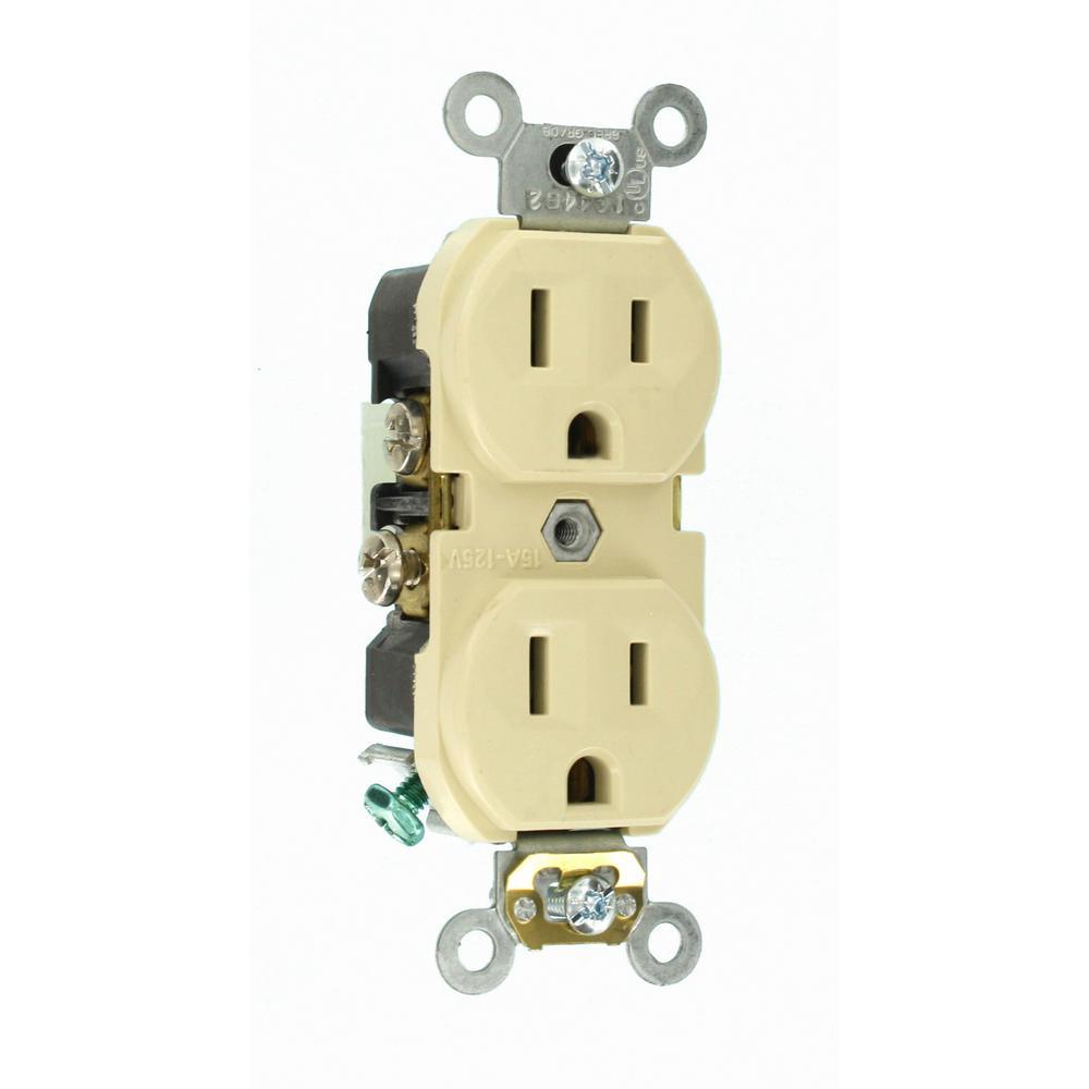15 Amp Commercial Grade Duplex Outlet, Ivory - Super Arbor