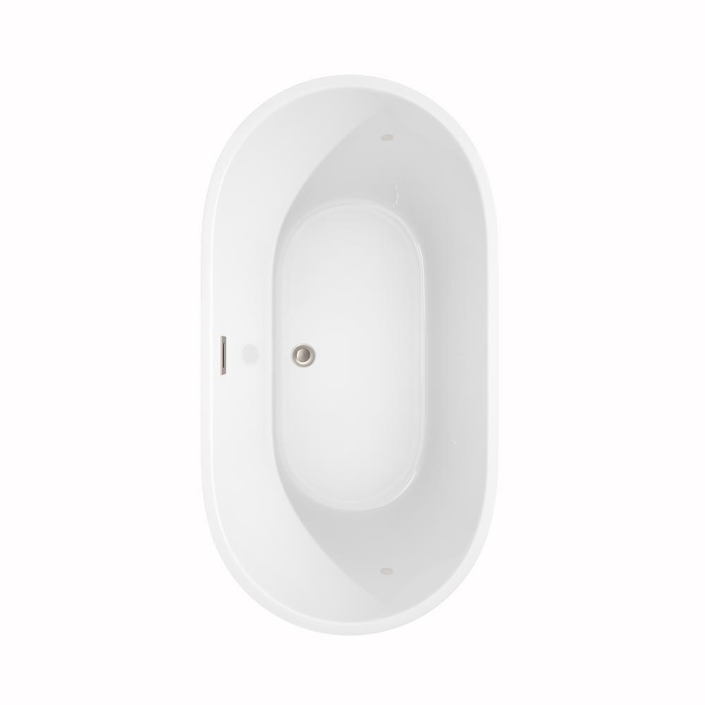 Carissa 5 ft. Acrylic Flatbottom Non-Whirlpool Bathtub in White with Brushed Nickel Trim - Super Arbor