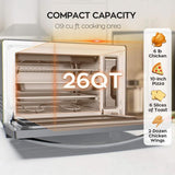 1400W 6 Slices of Bread Black 26 Qt Countertop Steam Convection Oven Toaster Oven, with Bread Cooking Trays