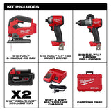 M18 FUEL 18-Volt Lithium-Ion Brushless Cordless Hammer Drill and Impact Driver Combo Kit (2-Tool) with Free FUEL Jigsaw - Super Arbor