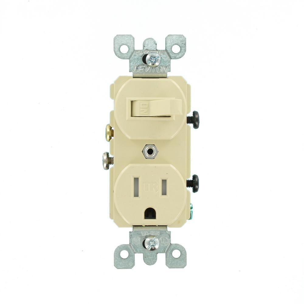 15 Amp Tamper-Resistant Combination Switch and Outlet, Ivory - Super Arbor