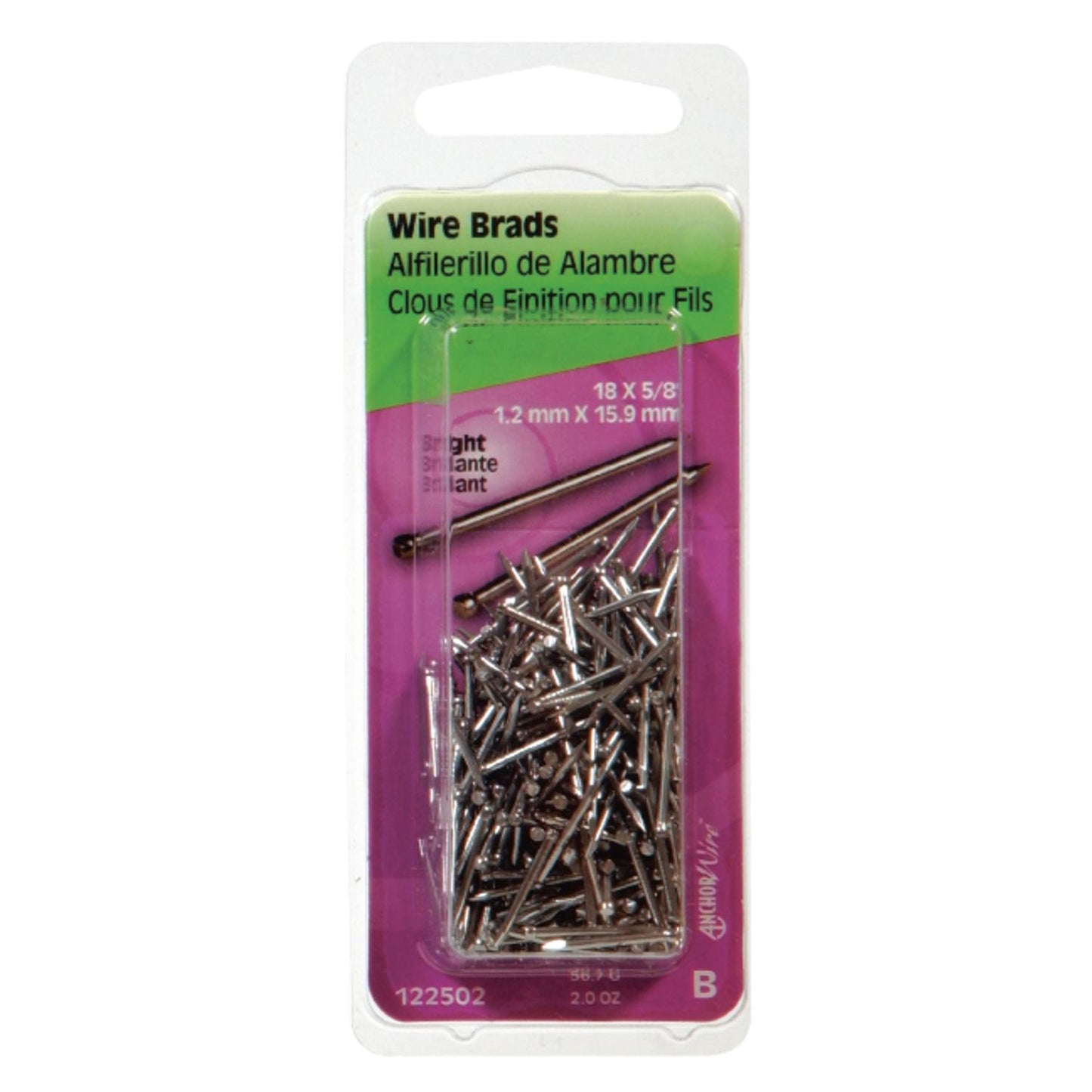 Hillman 18 Ga x 5/8 in Bright Steel Brad Nails, 1 Pack, 2 oz