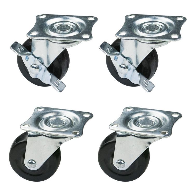 2 in. Low Profile Rubber Swivel Plate Casters (4-Pack)