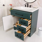 Style Selections Cauley 30-in Viridian Green Single Sink Bathroom Vanity with White Cultured Marble Top