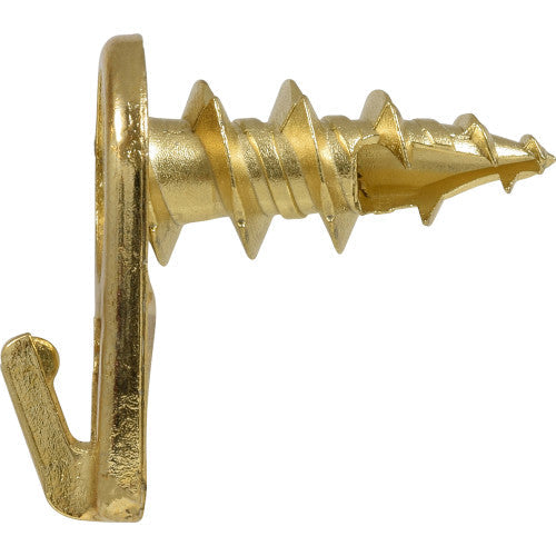 Hillman WallDriller Brass-Plated Drywall Picture Hooks, 35 lb Capacity, 4-Pack