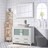 36 in. W x 18.5 in. D x 36 in. H Bathroom Vanity in White with Single Basin Vanity Top in White Ceramic and Mirror - Super Arbor