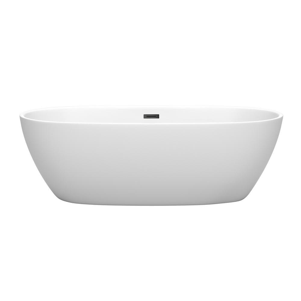 Juno 71 in. Acrylic Flatbottom Bathtub in Matte White with Matte Black Trim - Super Arbor