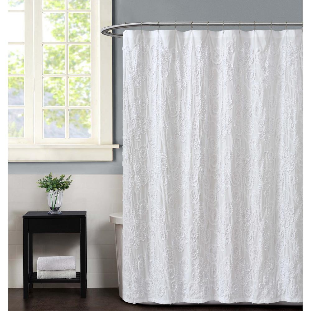 Pretty Petals 72 in. Grey Shower Curtain - Super Arbor