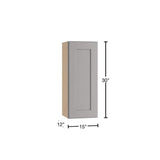 Home Decorators Collection Washington Veiled Gray Plywood Shaker Assembled Wall Kitchen Cabinet Soft Close 15 in W x 12 in D x 30 in H