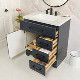 Style Selections Cauley 30-in Deep Blue Single Sink Bathroom Vanity with White Cultured Marble Top